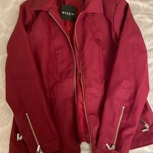 Baccini Cranberry red faux leather jacket